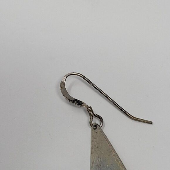 Vintage Signed TG Sterling Silver Drop Dangle Earrings Hammered Tear Drop - Picture 6 of 8